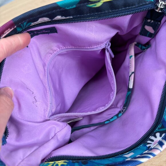 Vera Bradley Lighten Up Slim Crossbody Bag Purse Dark Blue Floral Casual Nylon - Picture 10 of 15